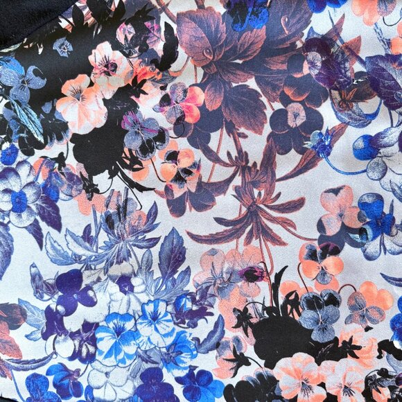 Anthropologie Meadow Rue Top Size Small Floral Knit Mixed Media Black Blue Coral - Picture 13 of 13
